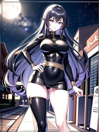 Thick Lines Ink Black-Haired Beauty in Joyful hentai Pleasure