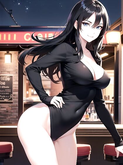 Happy Milf Poses Seductively with Hands on Hips in Steamy Hentai Action