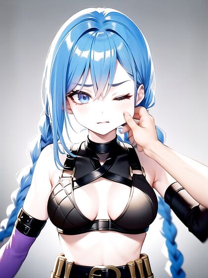 Jinx from League of Legends Gets Her Cheeks Pinched in naughty Hentai Action