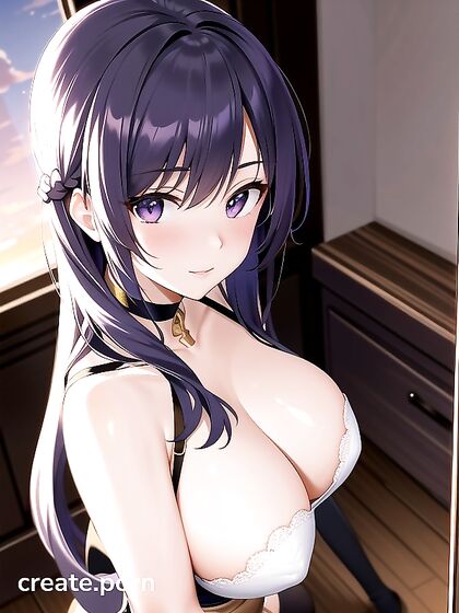 Light Blue-Haired Beauty Grabs Her Boobs at Sunset in Hot Hentai Action