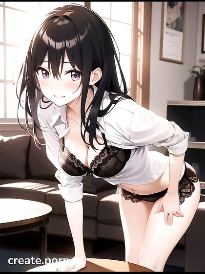 in Mini Skirt Undresses for Seductive Hentai Pleasure