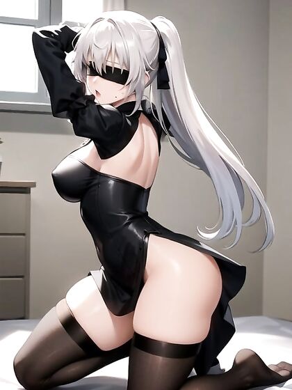 Arms Raised High, Bedroom Seduction: Revealing Ass in Steamy Hentai Action