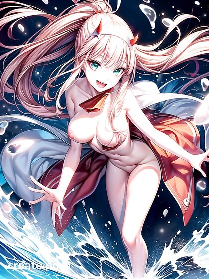 Sunlit Splashes: Her happiest smile glistens with water droplets in hentai bliss