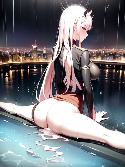 Rear View Splits in a Cityscape of Towering Buildings and Glowing Pathways Hentai AIPorn