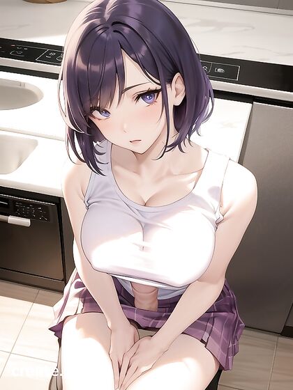 Purple-Skinned Beauty Shows Off Her Medium-Ass in Sexy Front View Hentai Scene