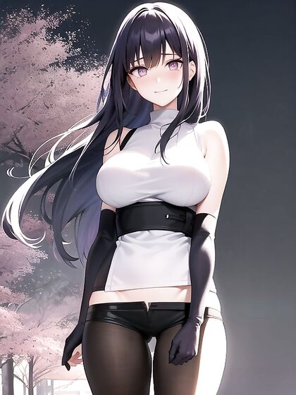 Mischievously Smiling and Blushing Bottom-Up View in Seductive Hentai AI Action