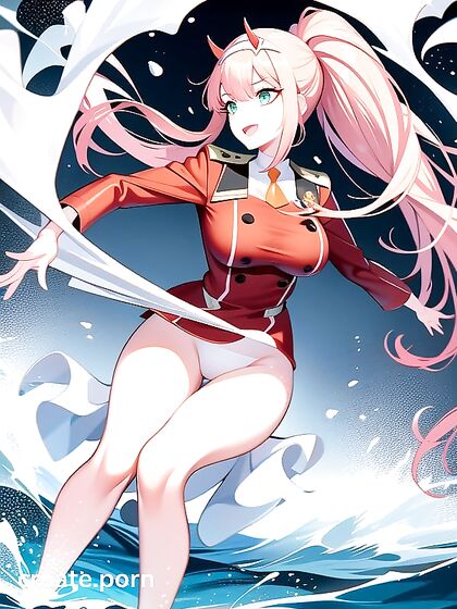 She Winks at the Camera in Her Solid White Tight One-Piece Bathing Suit Hentai Bliss