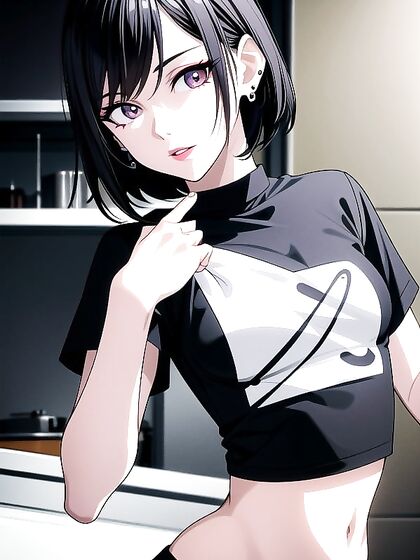 18-Year-Old With Short Black Hair Gets Wild inKitchen Hentai Action