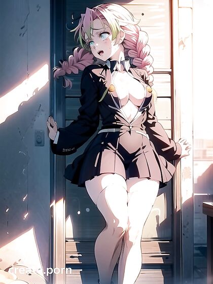 Gorgeous Pink-Eyed Beauty with Pale Skin Shines in Standing Hentai Action