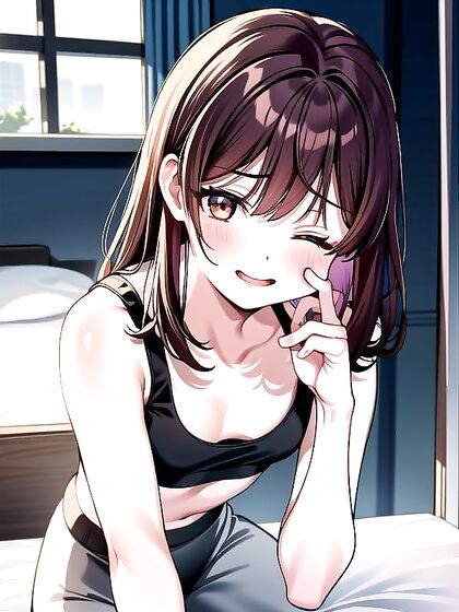 Skinny Girl 18+ with Pale Skin Enjoying Happy Moments in Hentai Bliss