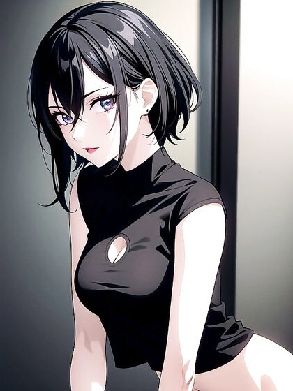 Goth Girl 18+ with Small Breasts Teased in Crop Top for Steamy Hentai Action