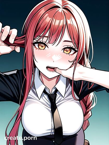 Makima Seductively Sucks HerThumb in Front View Hentai Bliss