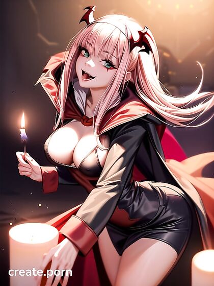 Zero Two's Exposed Skin Glows in Candlelight During Intimate Bedtime hentai Moments