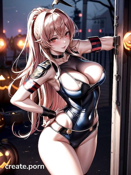 Sexy Police Officer costume with half-out breasts and red blush for steamy Hentai fun