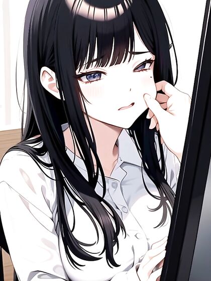 Black-Haired Student Gets Her Cheeks Pinched in naughty School Hentai Action
