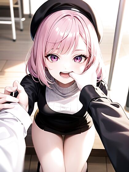 Bobcut Babe in Beret and Sweater for Steamy Hentai Pleasure