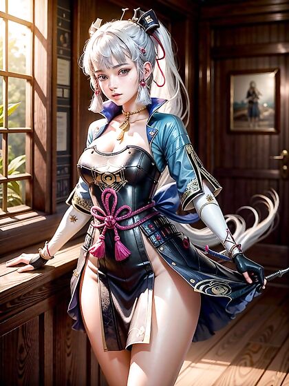 Kamisato Ayaka from Genshin Impact in Seductive Hentai AI Action