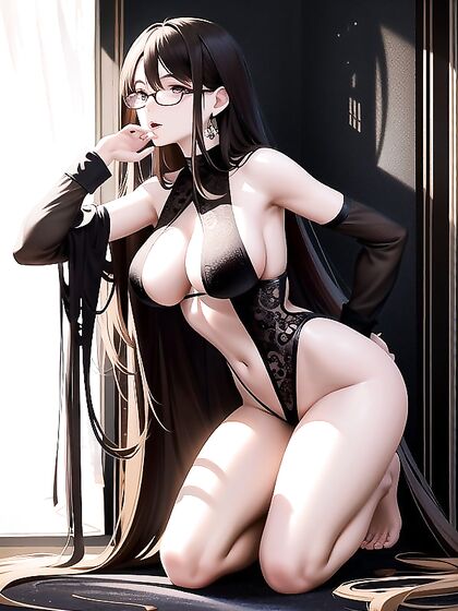 Curvy Busty Beauty with Curling Locks and Seductive Brown Eyes in Steamy Hentai Action