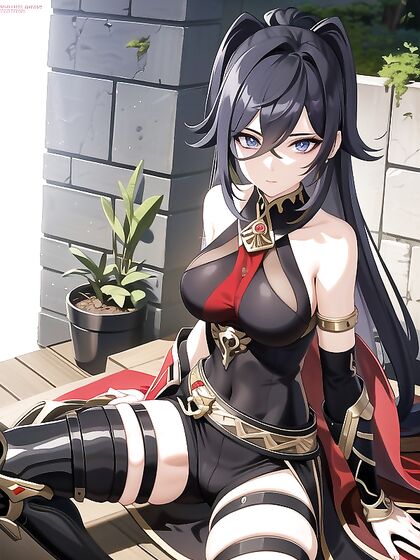 Dehya from Genshin Impact Spreads Her Legs in Retro 90s Hentai Style