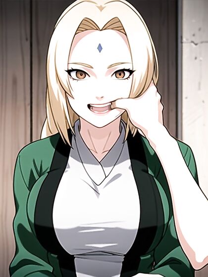 Tsunade from Naruto Sucking Her Thumb in Intense Hentai Close-Up Action