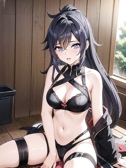 90s Style Hentai: Black-Haired Beauty Spreads Her Legs Seductively