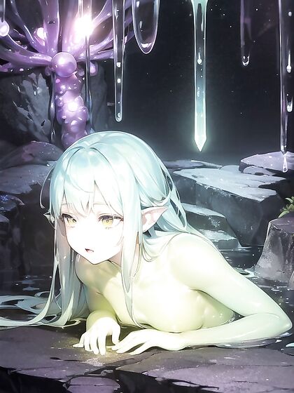 Slime Girl 18+ with Glowing Insides Revealed in Explicit Front View Hentai Scene