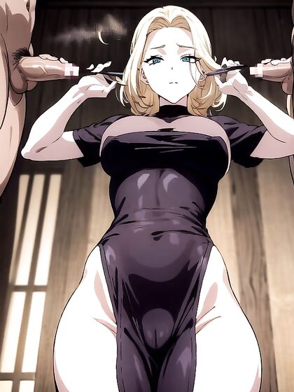 Blonde Beauty Gets Facial Glory in Wild Gang Bang Hentai Action