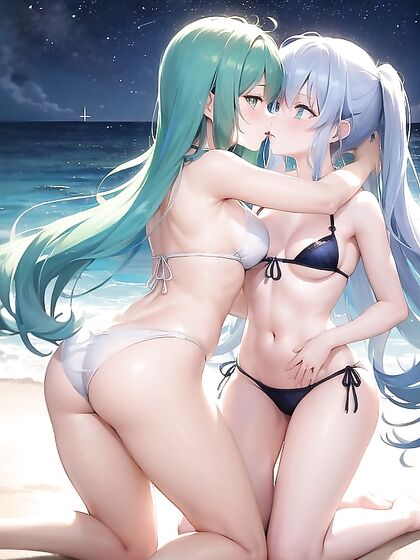 Girl 18+s Kissing Under the Soft Glow of Luminous Jellyfish inErotic Hentai Fantasy