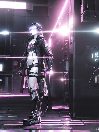 Intense Gaze in Neon-Lit Cityscape: Nighttime Hentai Adventures