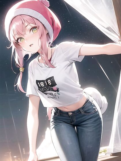 Pink-Haired Beauty in Oversized T-Shirt Drenched by Rain for Steamy Hentai Fun