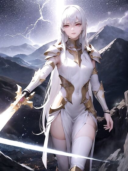 Majestic Warrior With Glowing Armor and Sword Struck by Lightning in Hentai Bliss