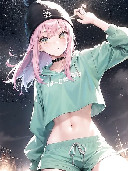 Teen 18+ With Small Ass Wears Oversized Hoodie for Seductive Hentai Action