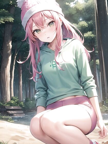 Glowing-Eyed Pink-Haired Beauty Shines Bright in Nighttime Hentai Ecstasy