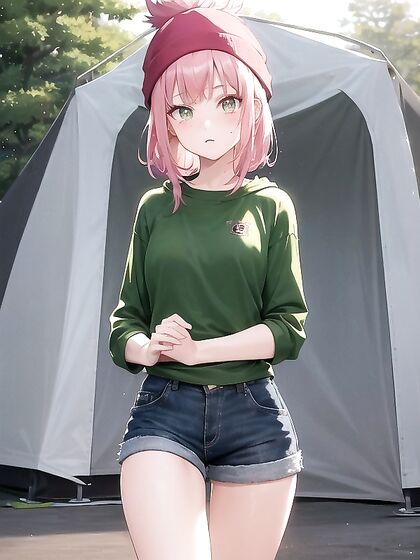 Pink-Haired Babe in Oversized T-Shirt and Jeans Enjoying Horny Hentai Action