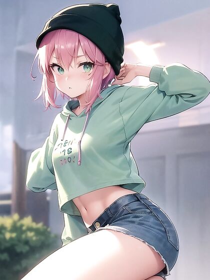 Bobcut Babe in Hoodie and Beanie Seduces You in Steamy Hentai Action