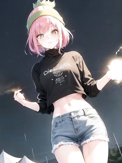 Casual Pink-Haired Cutie in Beanie Enjoying Steamy Hentai Action