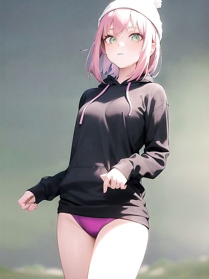 Casual hentai fun with a pale-skinned beauty in her cozy beanie