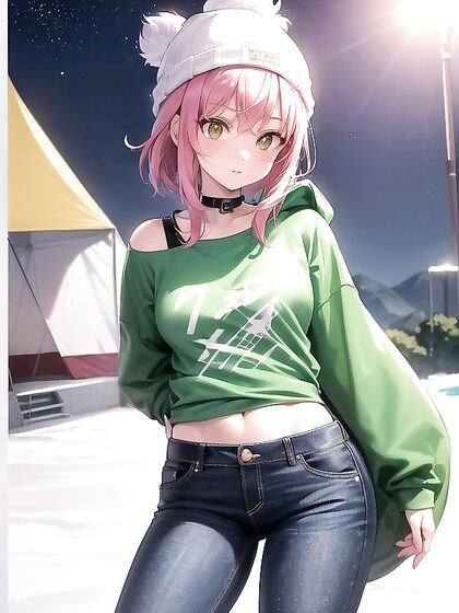 Nighttime hentai delight: Green-clad beauty with small ass seduces in steamy scenes