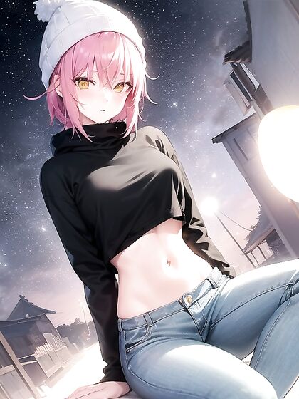 Girl 18+ with Bobcut Wears Oversized T-Shirt for Late-Night hentai Pleasure