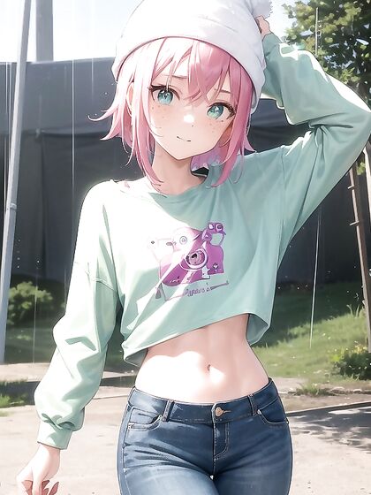 18-Year-Old in Hoodie and Oversized T-Shirt Exploring hentai Pleasures