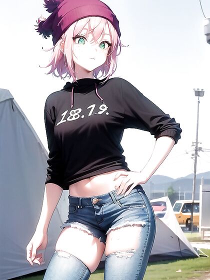 Glowing-Eyed Girl 18+ with Bobcut Seduces in Hoodie for Intense Hentai Pleasure