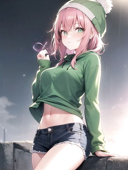 Cute Girl 18+ with Green Eyes and Tiny 18+ Ass Wears Beanie for Sexy Hentai Fun