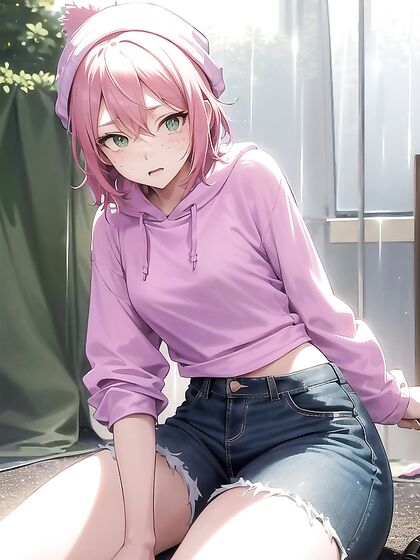 Green-Eyed Beauty in Nighttime Stockings for Steamy Hentai Pleasure