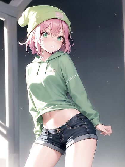 Pink-Haired Beauty in Jeans Tempts You in SFW Hentai Bliss