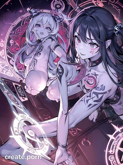 Pale-Skinned Beauty with Ethereal Aesthetics and Bold Lines in Seductive Hentai Action