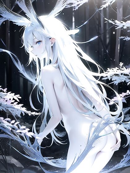 Glowing Skin in Dark Forest: Intimate Close-Up Hentai Adventure