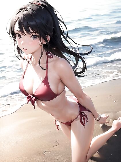 Seaside Sunset Seduction: Front-View Pleasures in Hentai AI Paradise