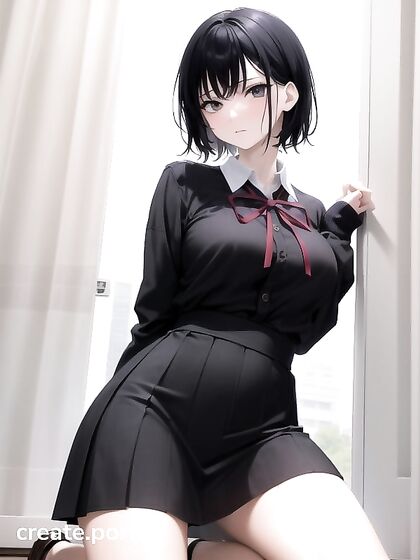Black-Haired in Skirt Delves into Steamy Hentai Action