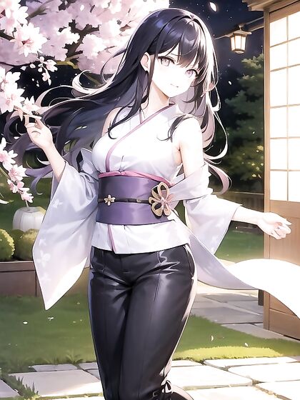 Hyuuga Hinata Seduces Under Soft Lantern Light in Blossoming Sakura Garden