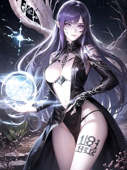 Sorceress Conjures Mystical orbs of light in Seductive Hentai Ritual